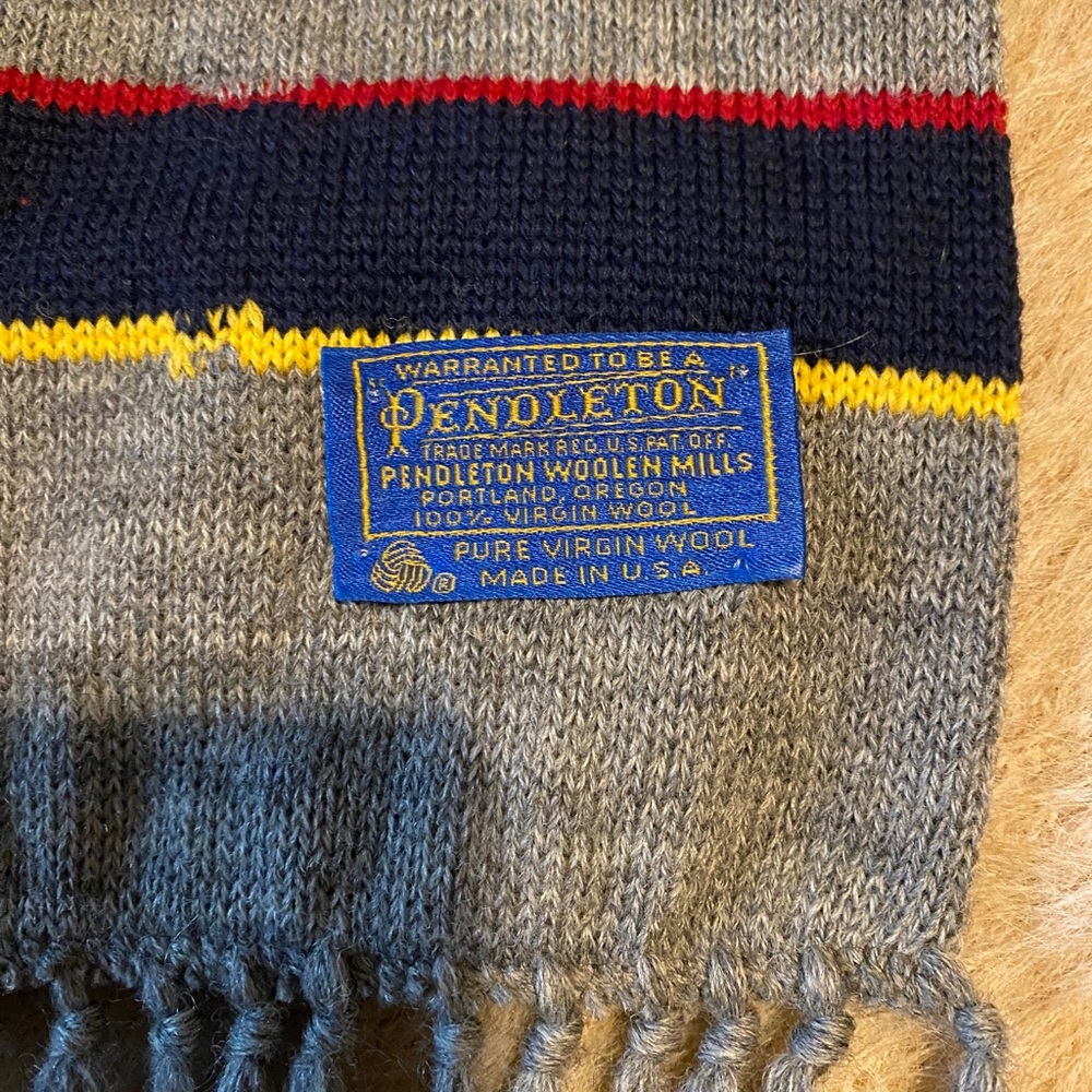 Pendleton 100% Virgin Wool Grey Multicolor Stripe… - image 5